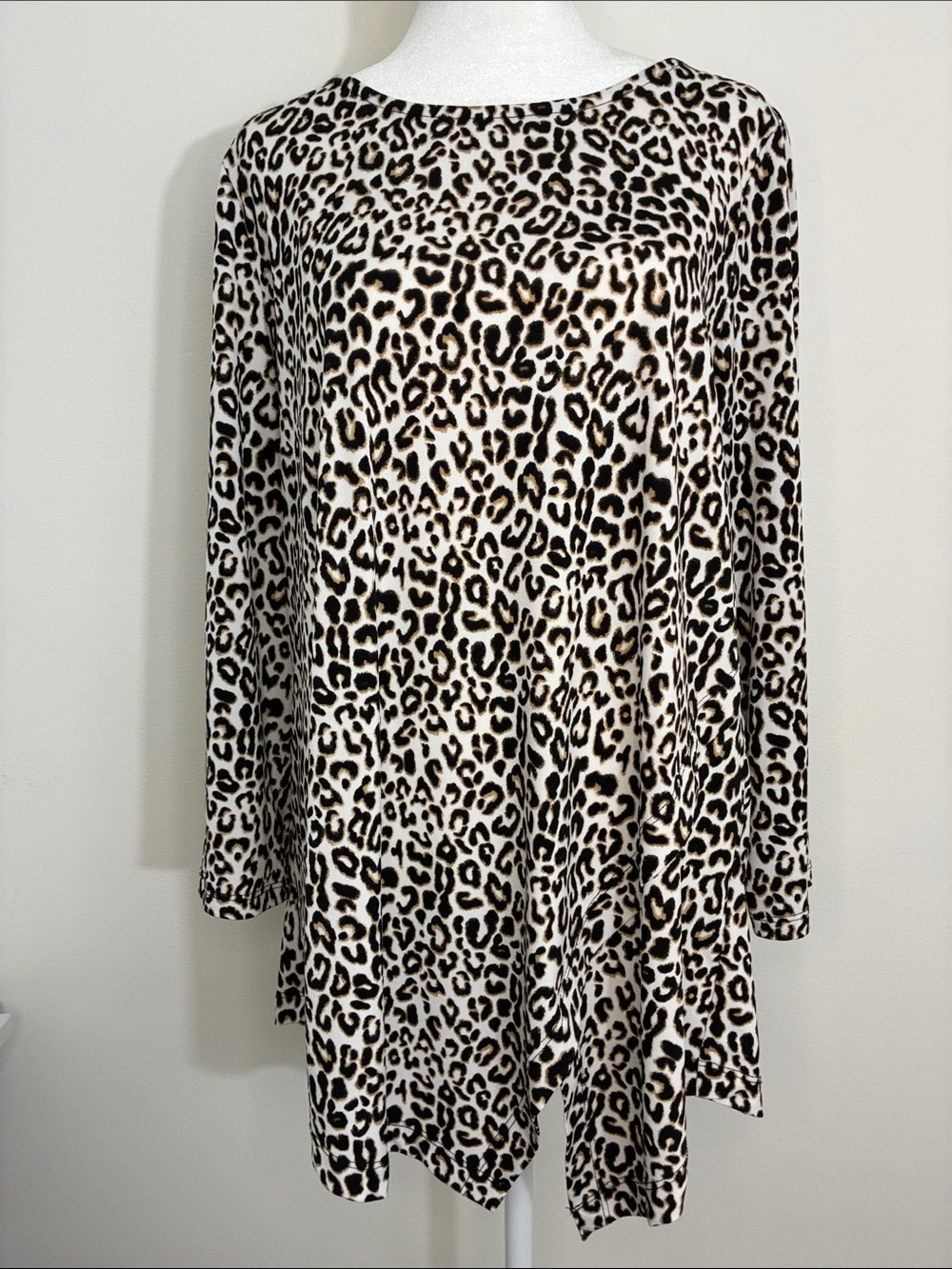 Rafaella Leopard Print Tunic - Cream/Black/Brown L
